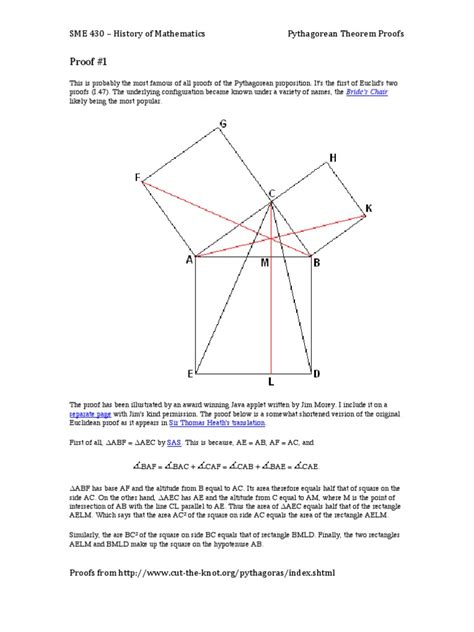 Pythagorean Theorem Proofs | PDF | Triangle | Euclidean Geometry