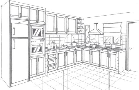 Image result for Kitchen Perspective Drawing