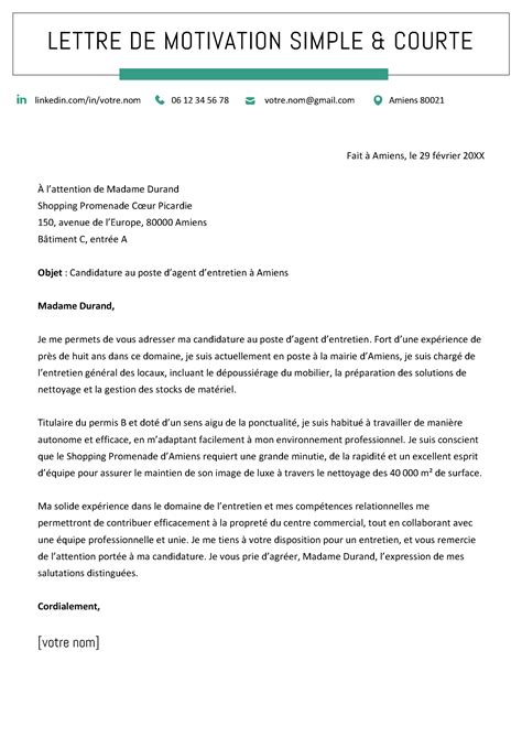 Toradh íomhá ar Exemple Lettre De Motivation Simple