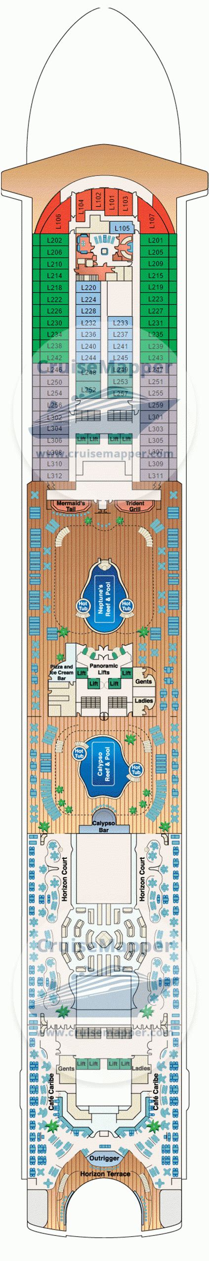 Toradh íomhá ar Ruby Princess Ship Deck Plan