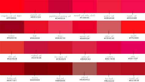 Image result for Shades of Red Hex Color Code