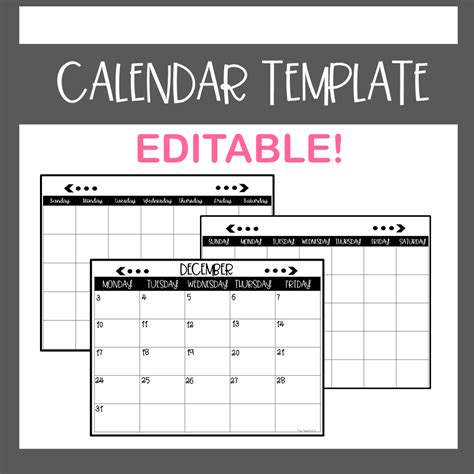 Image result for Free Edit Calendar Template