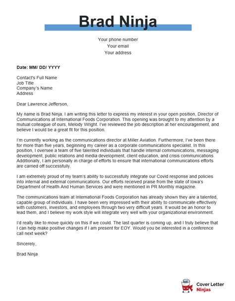 Image result for Director Cover Letter