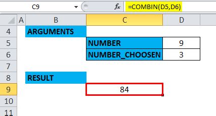 Image result for Combin Excel Function