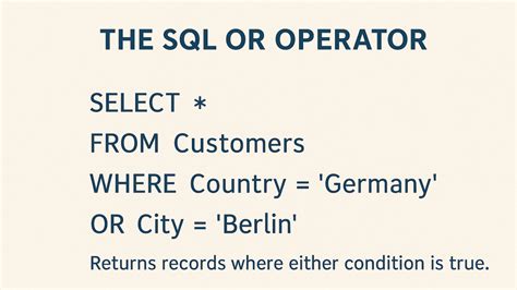 Or Operator in SQL Query に対する画像結果