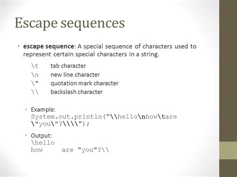 Image result for Java Escape Sequences Exercises Input/Output
