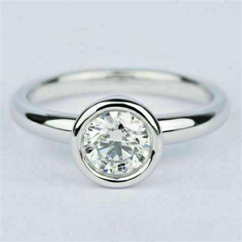 Bezel Set One Solitaire Ring/ 2 CT Round Cut 6mm White - Etsy