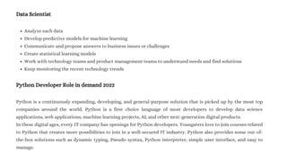 Toradh íomhá ar Python Trainer Job Description