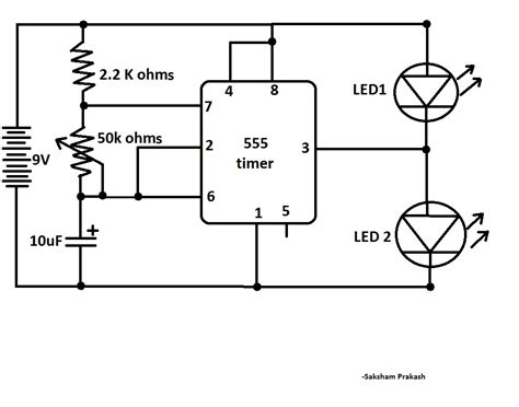 Image result for Blinking LED Circuit Schematic