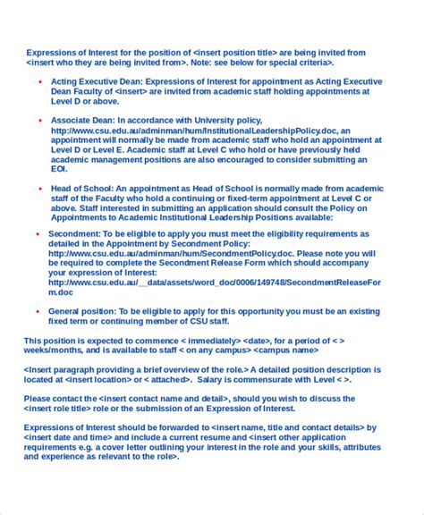 Image result for Expression of Interest for a Job