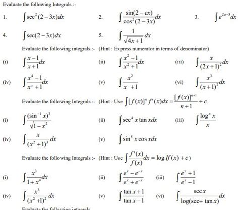 Image result for Integration by Substitution Worksheet.pdf