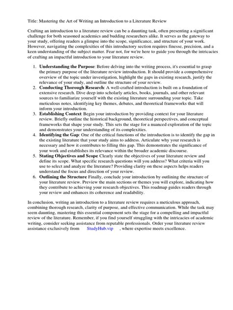 Image result for Literature Review Introduction Paragraph