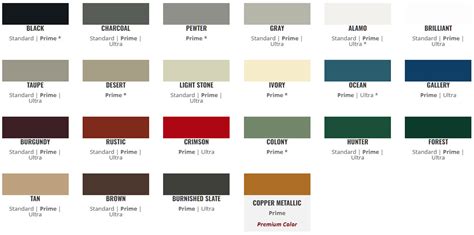 Image result for Tin Roof Color Chart