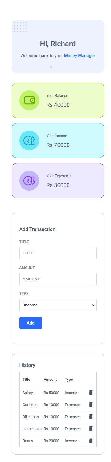Image result for Money Transaction Apps Templates React JS