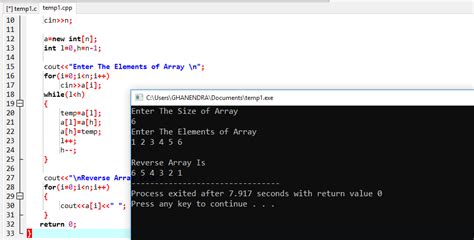 Afbeeldingsresultaten voor C++ Reverse Array