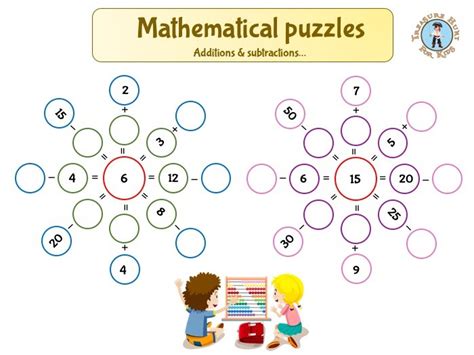 Mathematical puzzles for kids to print - Treasure hunt 4 Kids