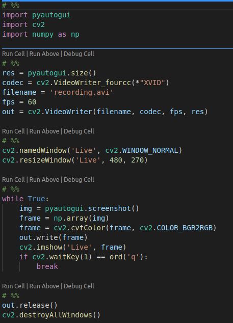 Toradh íomhá ar Python Dispaly Screen VideoWriter CV2