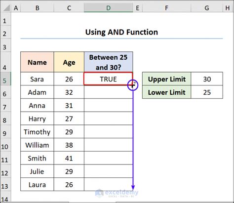 Toradh íomhá ar Between Function Excel