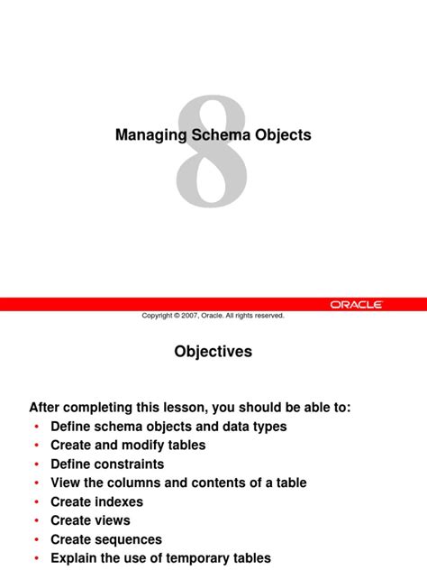 Toradh íomhá ar Schema and Objects Oracle DB Image