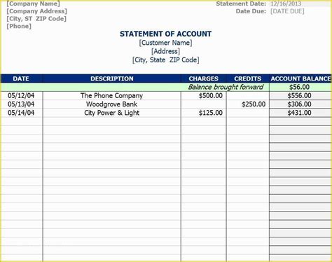 Image result for Blank Account Statement Template Excel