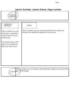 Image result for Math Guided Notes Template
