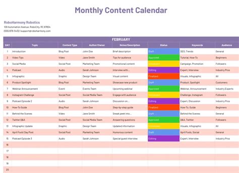 YouTube Content Calendar Template に対する画像結果