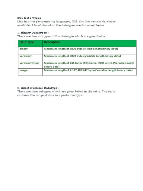 Image result for SQL Data Ttpes