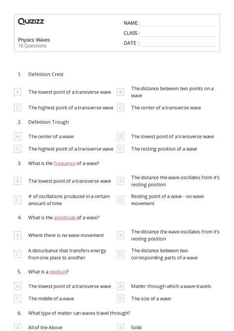 Image result for Easy Physics Worksheets