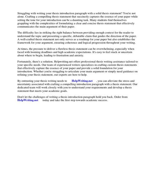 Image result for Thesis Statement in Introduction Examples