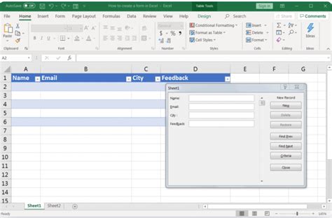 Image result for Creating Form Style in Excel