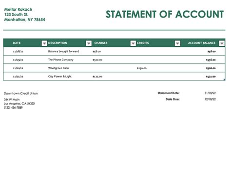 Image result for Blank Account Statement Template Excel