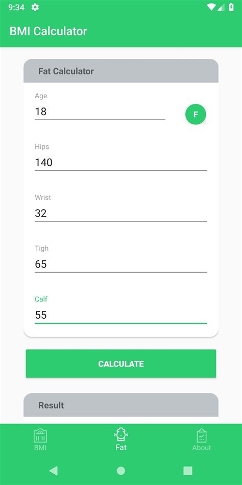 Toradh íomhá ar Front Page Design of BMI Calculator App in Android Studio