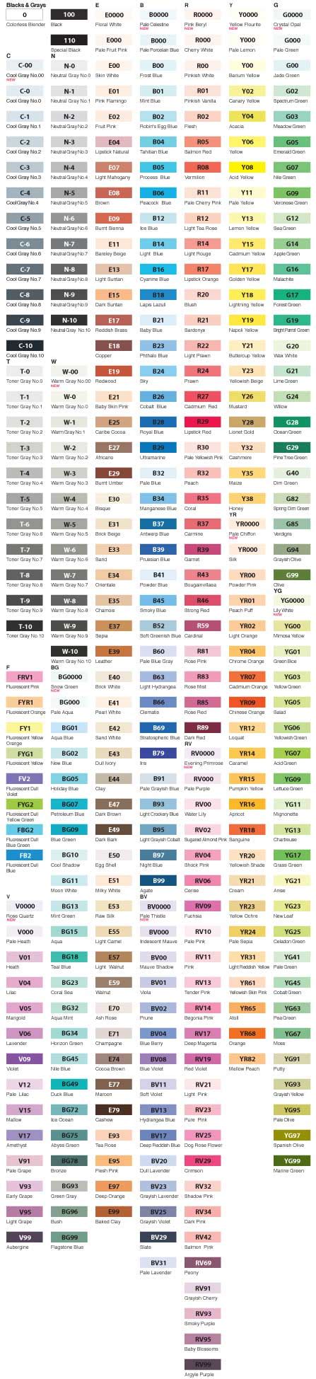 Image result for Printable Copic Marker Color Chart