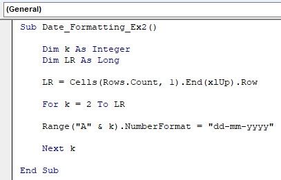 Image result for VBA Code Date Format