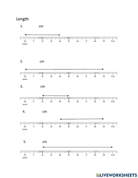 Image result for Live Worksheet for Lenght
