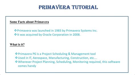 Image result for Primavera Tutorial Free