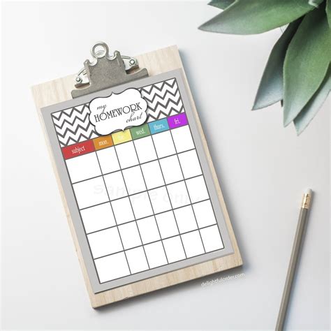 Image result for Free Printable Homework Charts