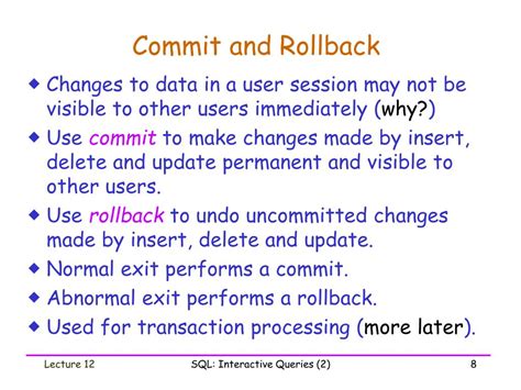 Image result for Commit and Roll Back SQL