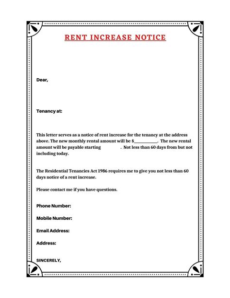 Image result for Rent Increase Notice Form