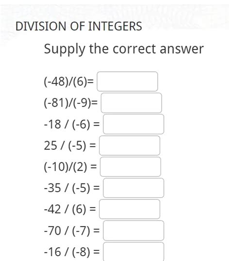 Image result for Dividing Integers Worksheet