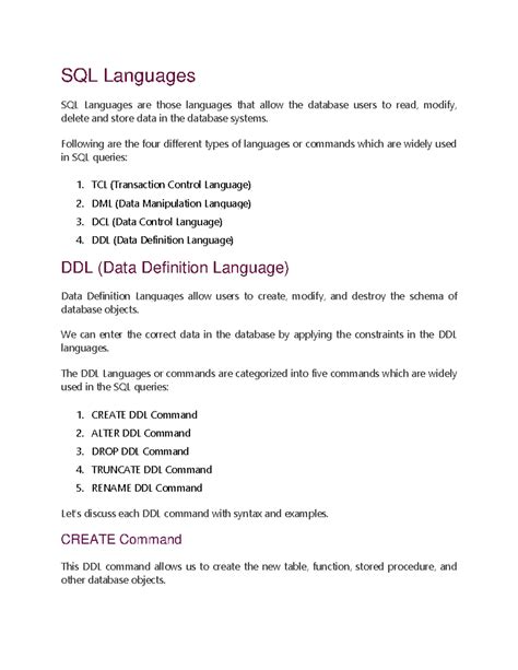 Image result for Types of Languages in SQL