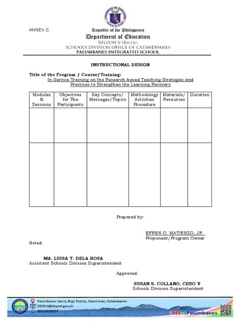 Résultat d’images pour Instructional Design Plan Template