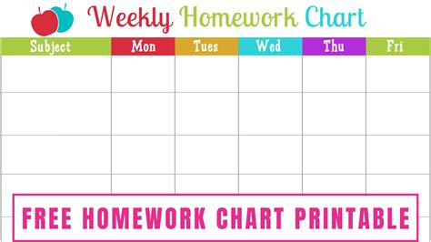 Image result for Free Printable Homework Charts