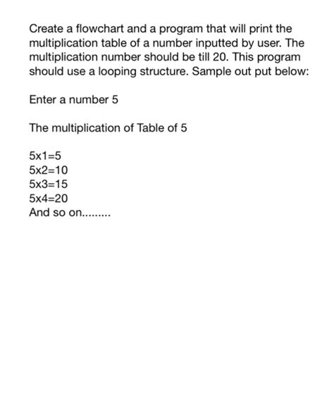 Flowchart Multiplication Table Mulitples of of 5 Between 1 and 10 に対する画像結果
