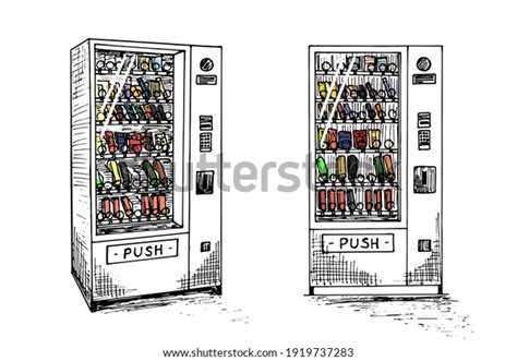 Vending Machine Set Hand Drawn Sketch Stock Vector (Royalty Free ...