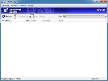 EpsonNet Config に対する画像結果