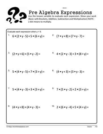 Toradh íomhá ar Pre-Algebra How to Evaluate Expressions