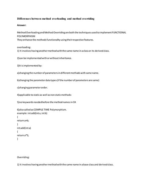 Image result for Differences Between Overriding Overloading