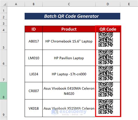 Toradh íomhá ar Excel QR Code Generator Apps for PC