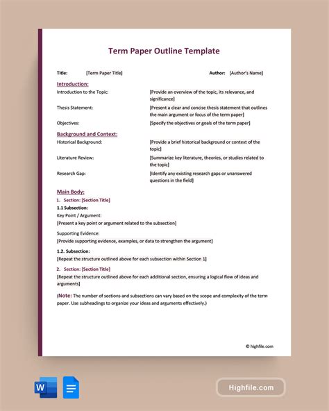 Term Paper Outline Format に対する画像結果